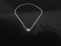 Viergeteilte Halskette Silberfarben mit Ringanh&auml;nger und eingearbeiteten Glasdiamanten