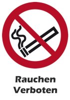 25 x Aufkleber (74x105) Verbotssymbol P002 "Rauchen Verboten"