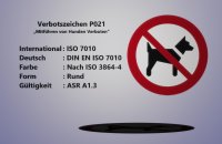 25 x Aufkleber (74x105) Verbotssymbol P021 " Mitführen von Hunden Verboten "